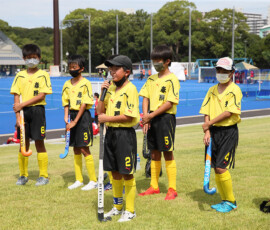 第45回 全国スポーツ少年団交流大会 相手をたたえるセレモニー (春照) の様子 (2022/8/14) Photo by 佐藤茂樹 Sposho-Men_AS-Suijo_20220814_pic81