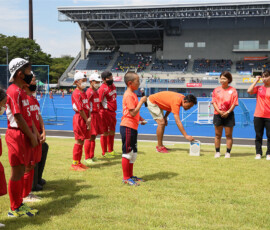 第45回 全国スポーツ少年団交流大会 相手をたたえるセレモニー (高石市) の様子 (2022/8/14) Photo by 佐藤茂樹 Sposho-Men_AS-Takaishi_20220814_pic80