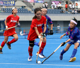 第46回 全国スポーツ少年団交流大会 最終日女子競技中の様子 (2023/8/13) Photo by 鈴崎哲夫 U12hockey_Natchamp-Women_20230813_pic04